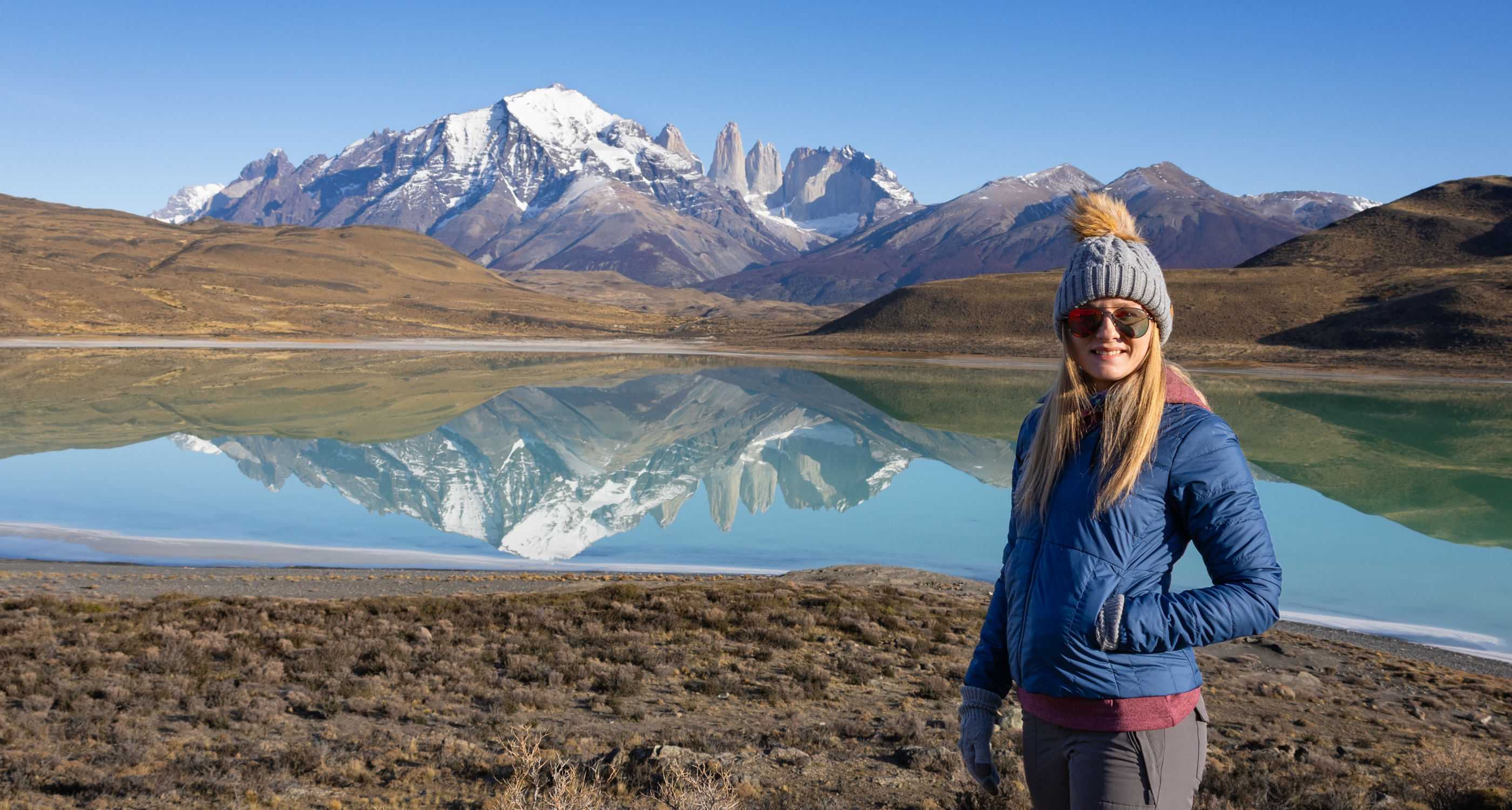 A crystal clear day in Chilean Patagonia in front of the famous towers!