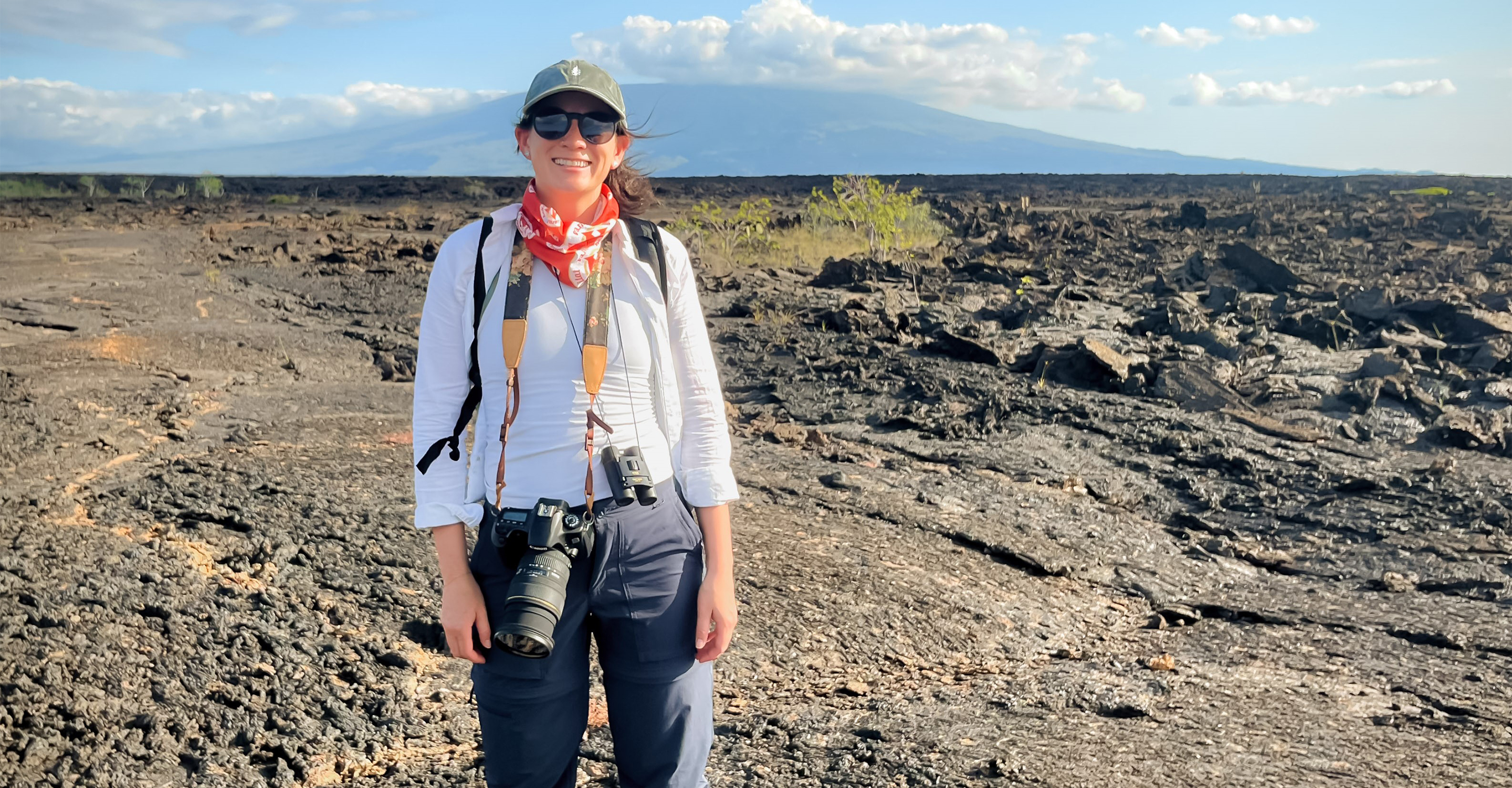 Exploring expansive lava fields in the Galapagos Islands.