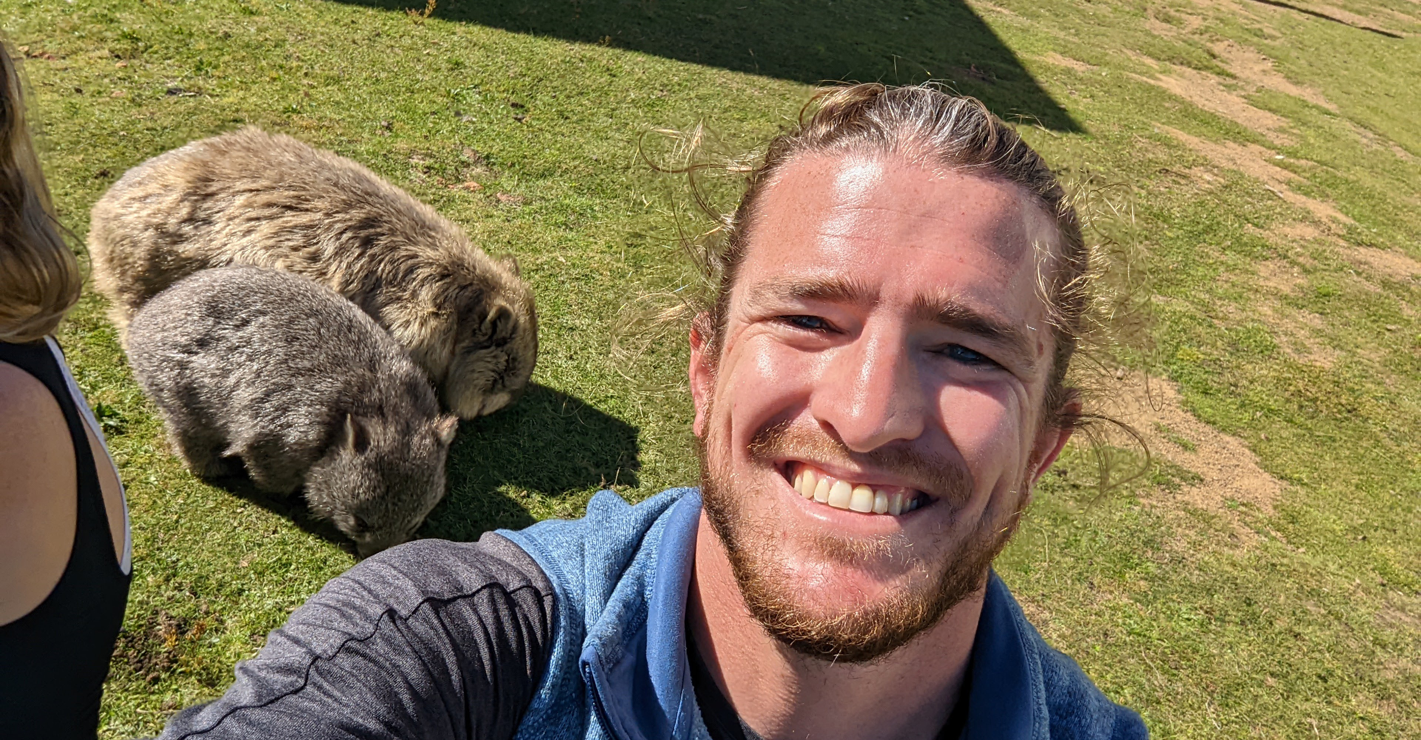 Hanging out with wombats in Tasmania.