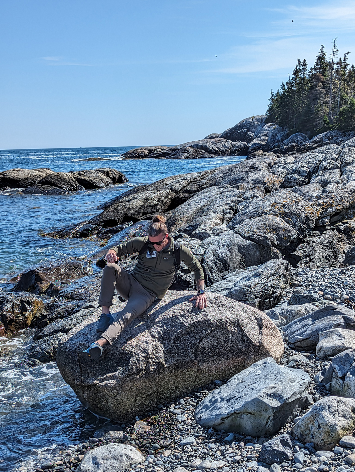 Playing on the rocks in Acadia National Park.