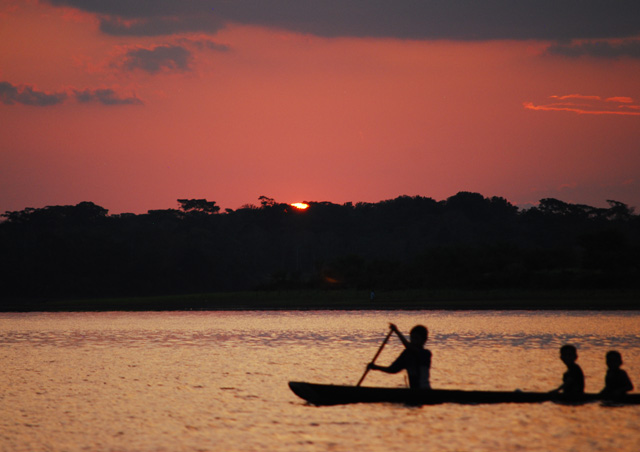 Sunset over the Amazon basin in Peru