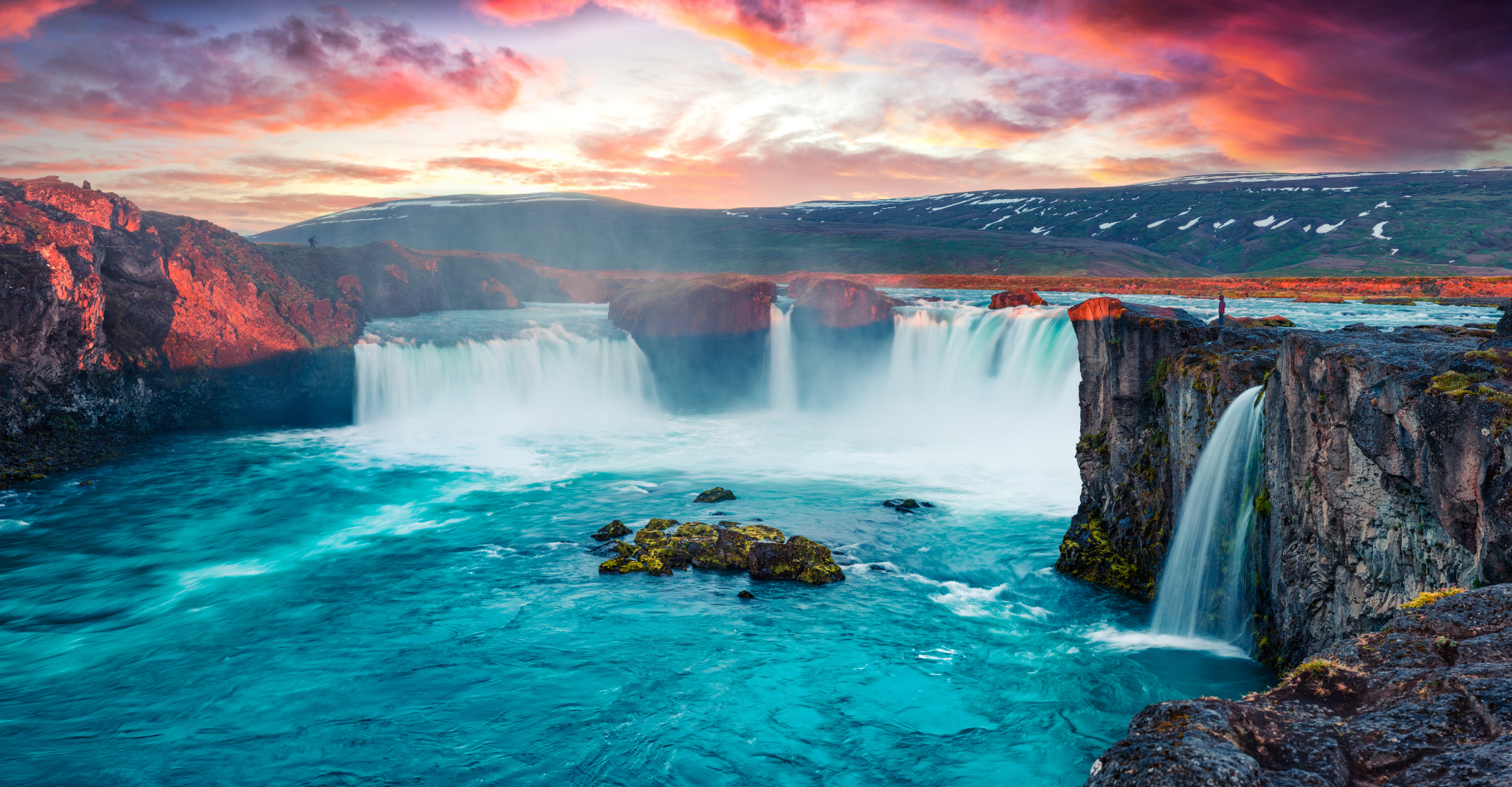 Amazing series. Водопад Годафосс, Исландия. Водопад вечером. Природа на рабочий стол. Iceland natural.